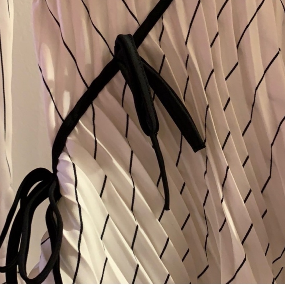 Self-Portrait White and Black Striped Midi Dress - Picture 4 of 6